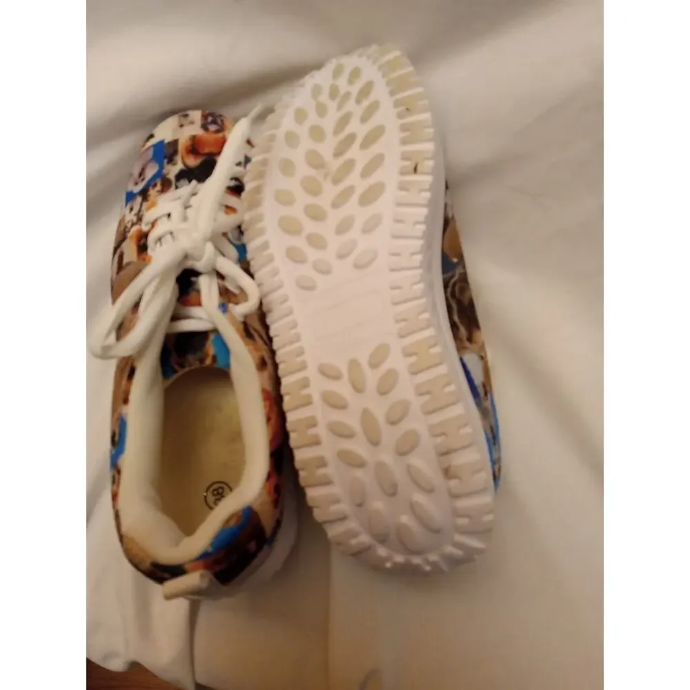 Dog Breeds Shoes Women' Size 38 Multi Color White Dog Lover Poodle Pug Lab